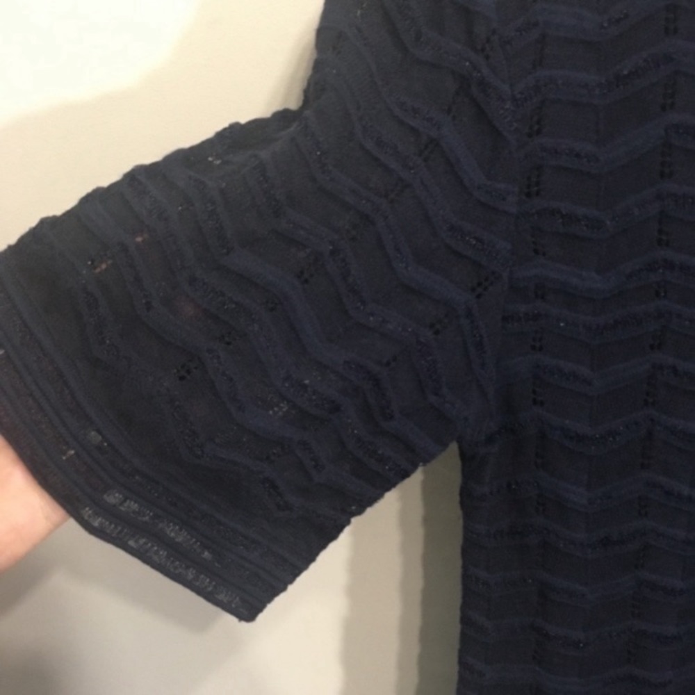 Missoni Knit Stretch Open Lace Shortsleeve Dress Navy Blue Size Medium - Picture 8 of 9